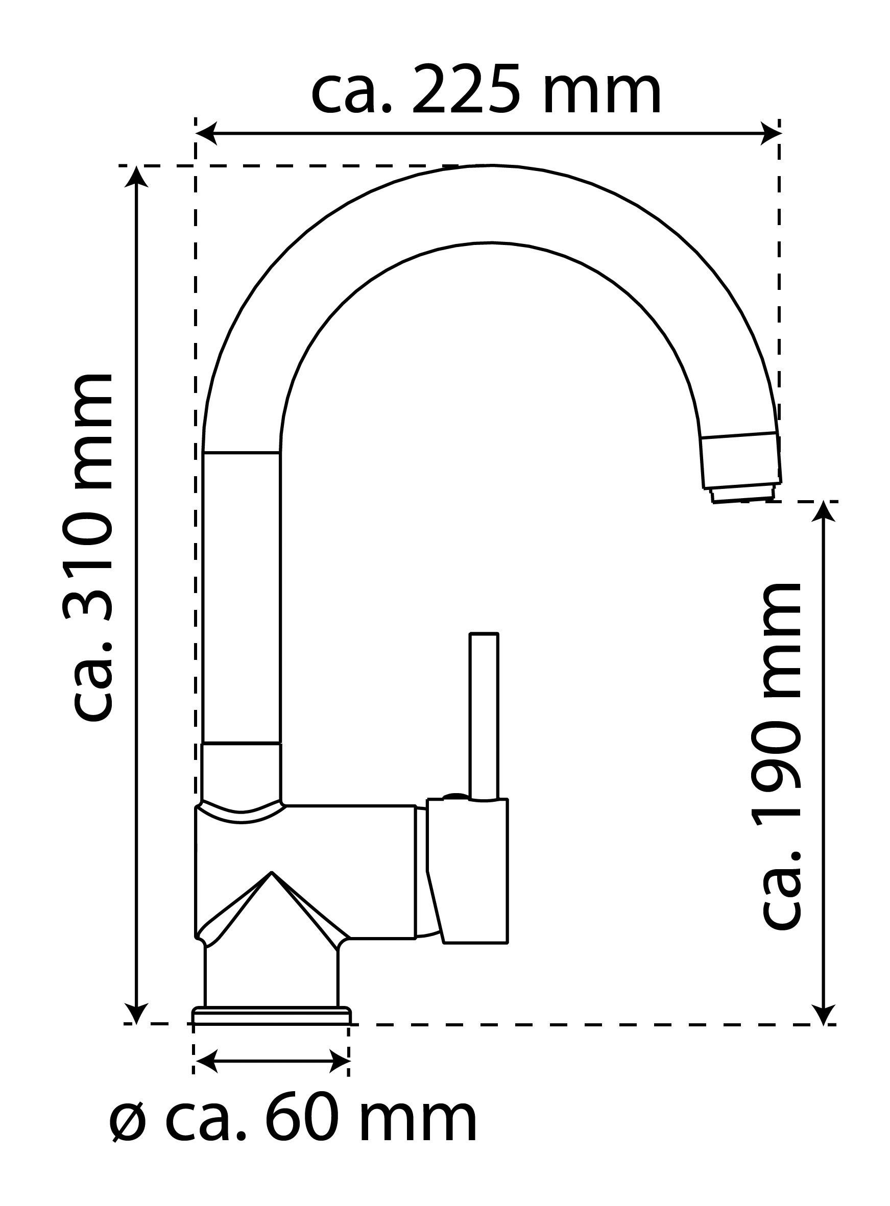 Küchenarmatur Futura Schwarz Schwenkbar Hochdruck - Chromfarben, LIFESTYLE, Metall (20,6/5/33,1cm)