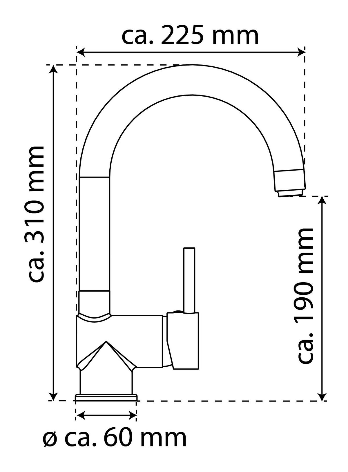 Küchenarmatur Futura Schwarz Schwenkbar Hochdruck - Chromfarben, LIFESTYLE, Metall (20,6/5/33,1cm)