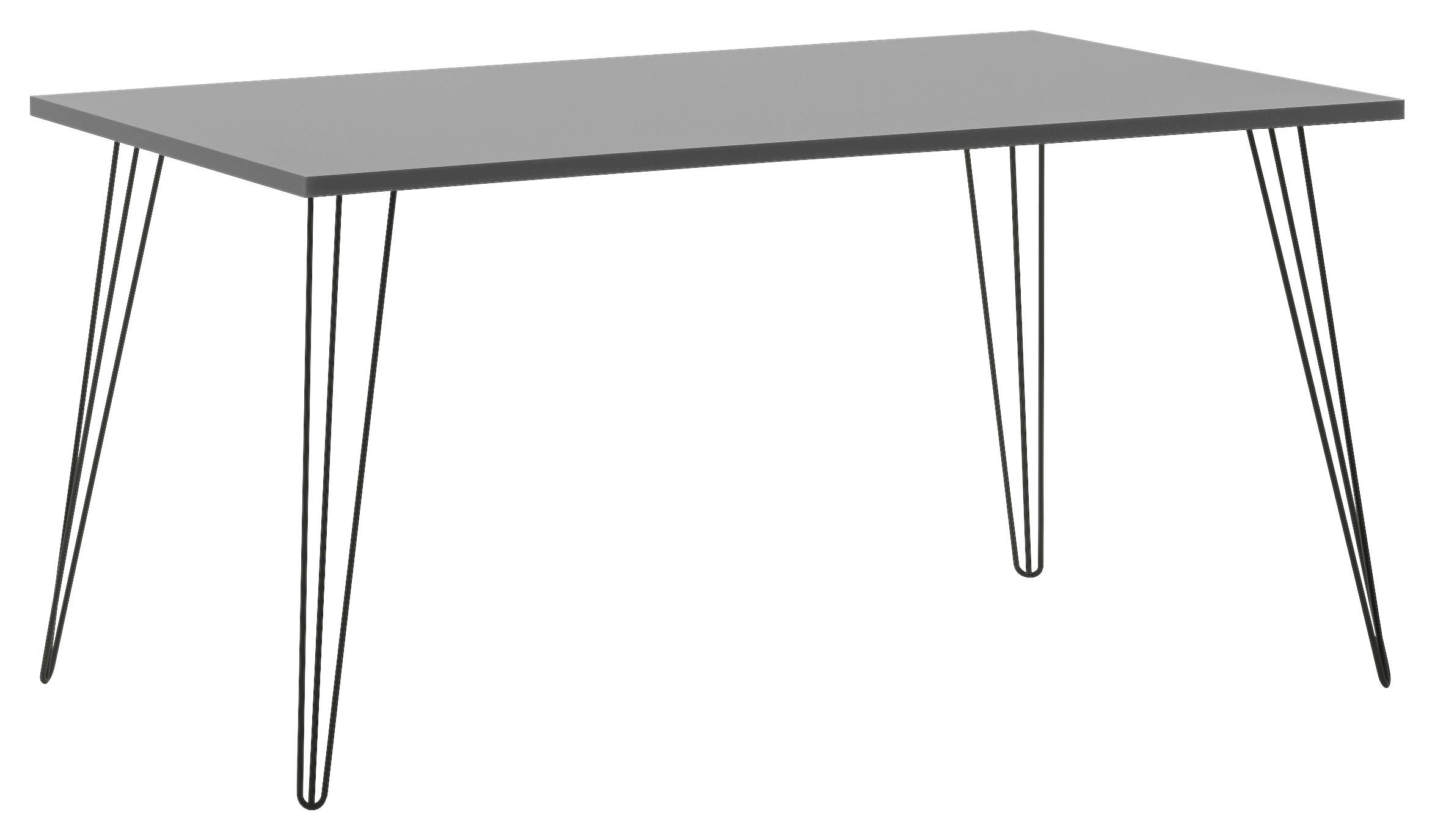 Schreibtisch Fynn Platinfarben L: 160cm - Platinfarben/Schwarz, Design, Holzwerkstoff/Metall (160/80/74cm) - MID.YOU