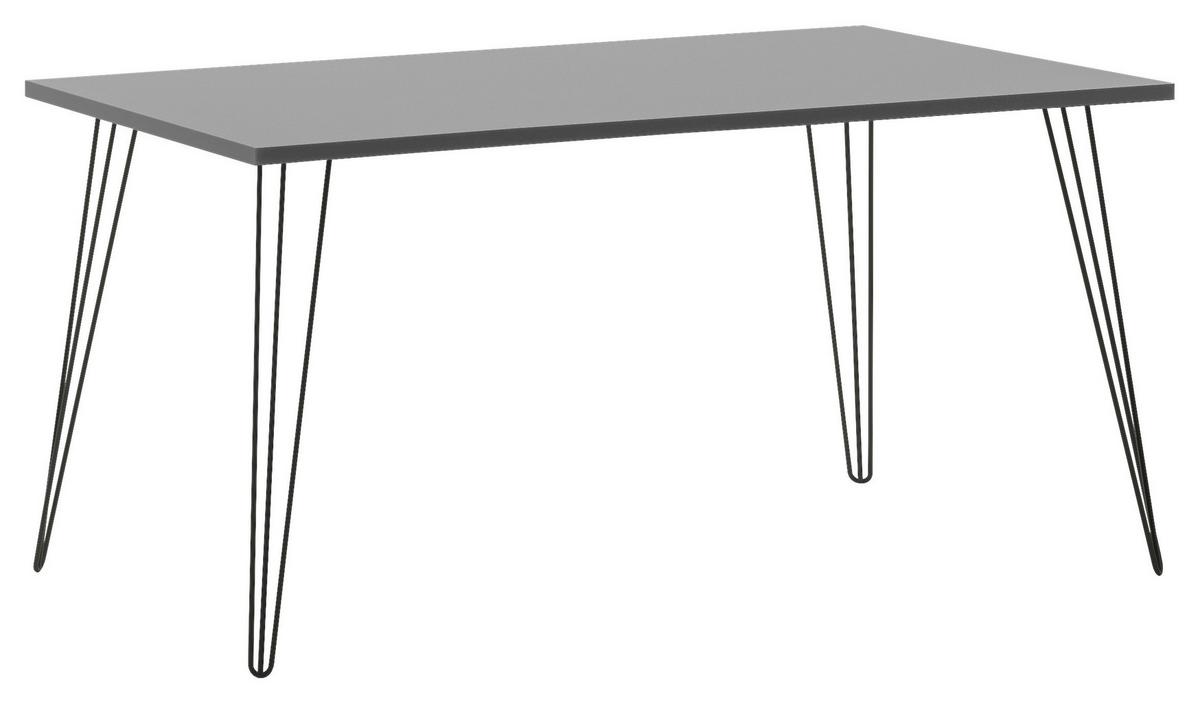 Schreibtisch Fynn Platinfarben L: 160cm - Platinfarben/Schwarz, Design, Holzwerkstoff/Metall (160/80/74cm) - MID.YOU
