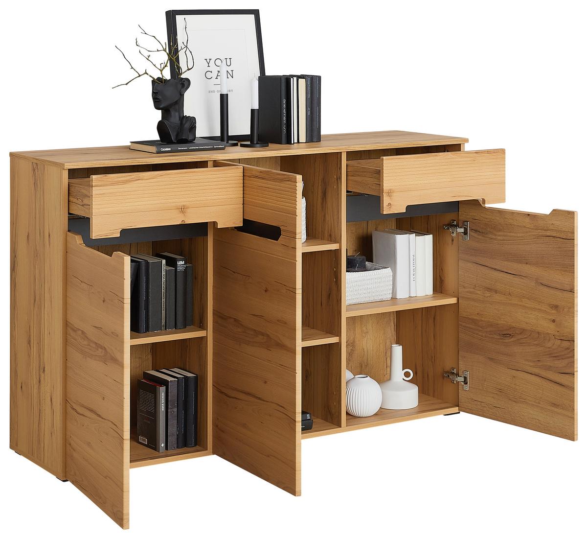 Kommode 139,6 cm Alana Crenata Dekor - MODERN, Holzwerkstoff (139,6cm)