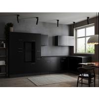 Eckküche Oliver Grau, Schwarz S: 370x172cm - Schwarz/Grau, Design, Holzwerkstoff (370/172cm) - Respekta