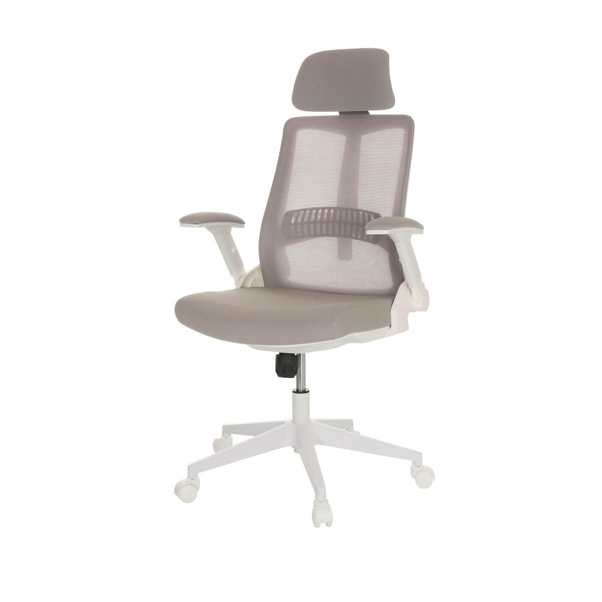 Drehstuhl Vendo W - Weiß/Grau, Basics, Kunststoff/Textil (68/113-127/68cm) - MID.YOU