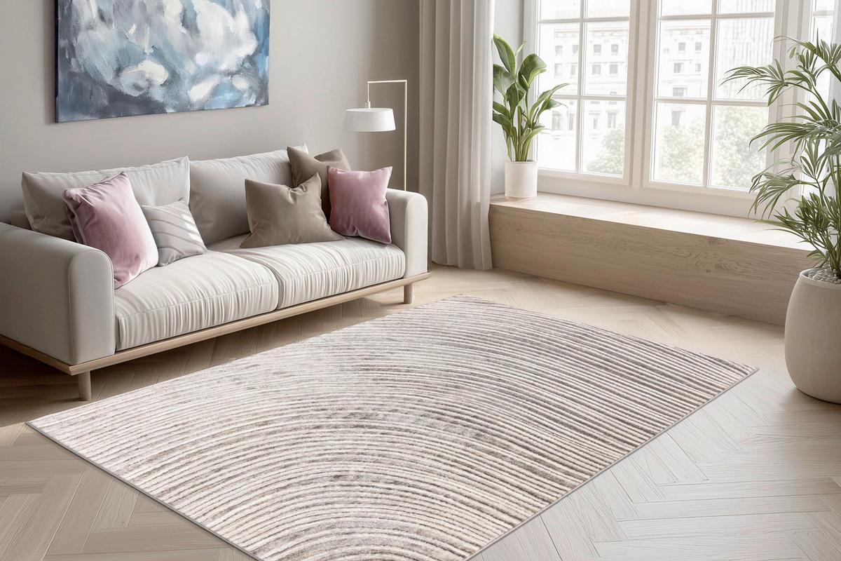 Flachwebteppich Silber/Beige Chalk 120 cm - Beige/Silberfarben, Basics, Textil (120ml) - Kayoom