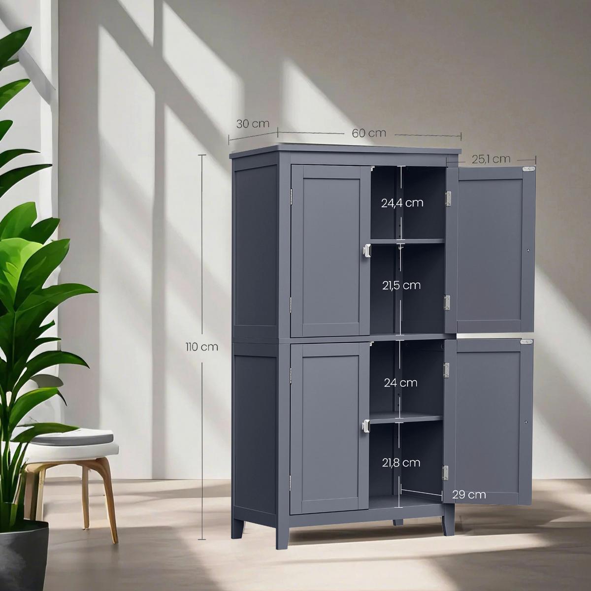 Midischrank Bathroom Cabinet - Grau, MODERN, Holzwerkstoff (60/110/30cm) - MID.YOU