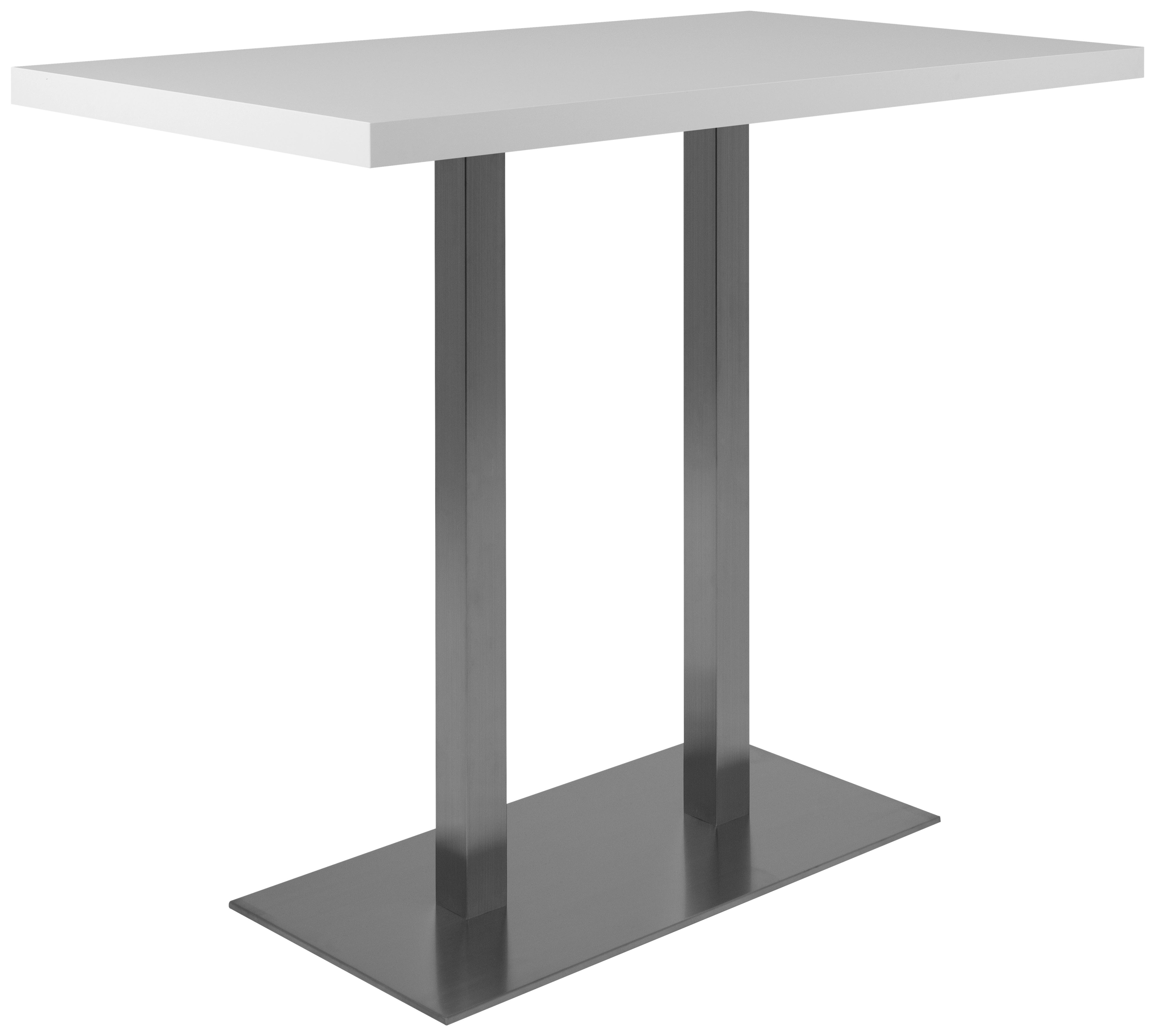 BARTISCH QUADRATO 120 BARTISCH - Edelstahlfarben/Weiß, Design, Holzwerkstoff/Metall (120/70/105cm) - MID.YOU