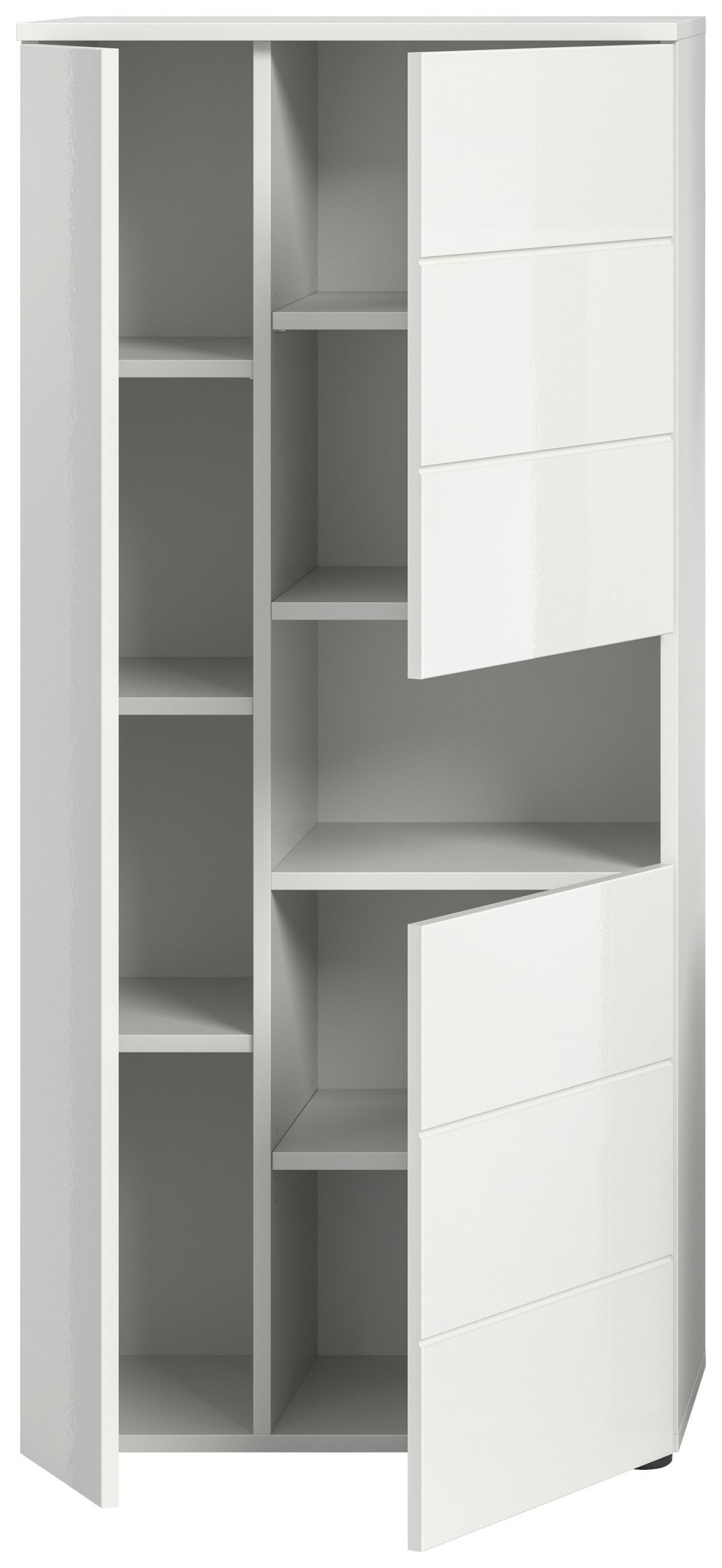 Midischrank Vira Weiß B: 60 cm - Weiß Hochglanz/Schwarz, MODERN, Holzwerkstoff (60/133/34cm) - MID.YOU