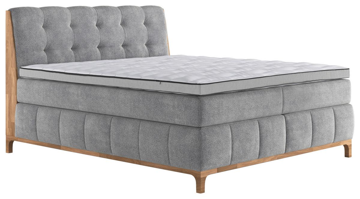 Boxspringbett Moon mit Topper 160x200 cm - Eichefarben/Silberfarben, MODERN, Holz/Holzwerkstoff (160/200cm) - MID.YOU