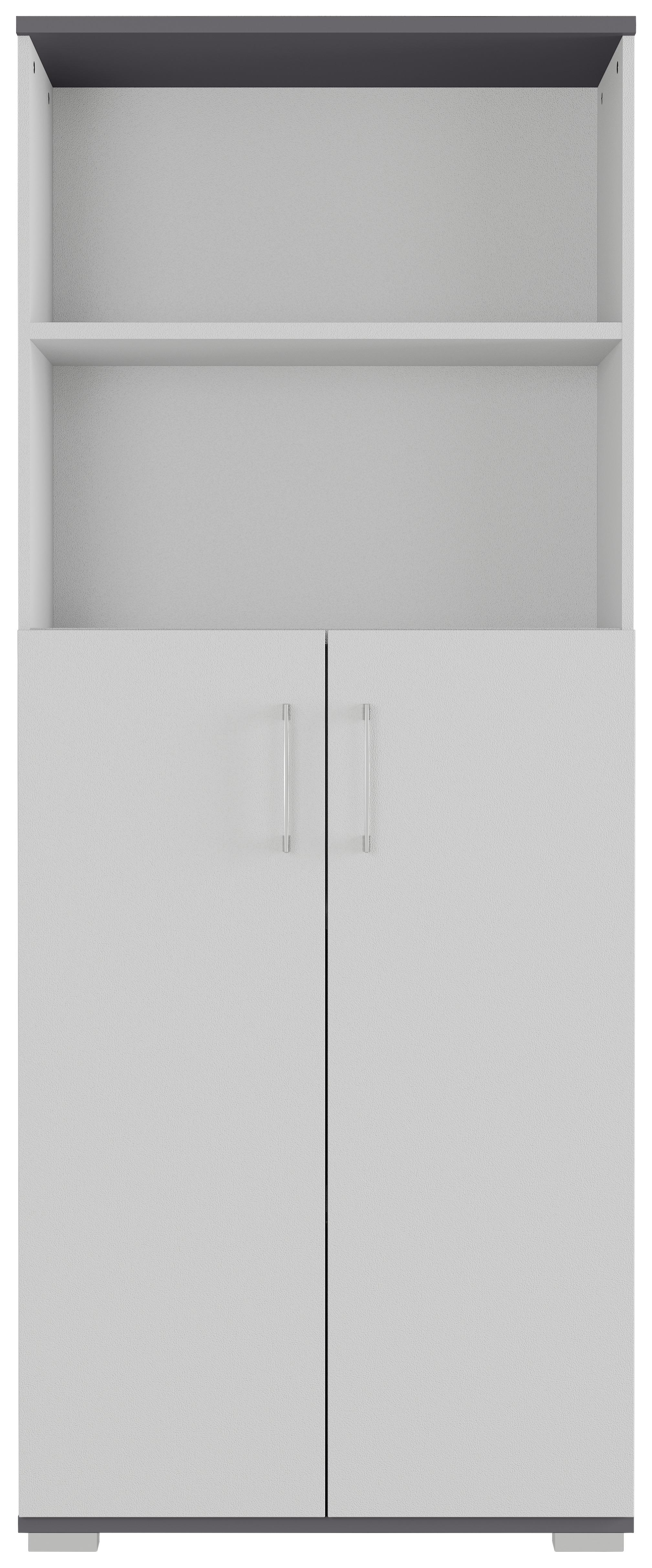 Aktenschrank in Graphitfarben und Grau