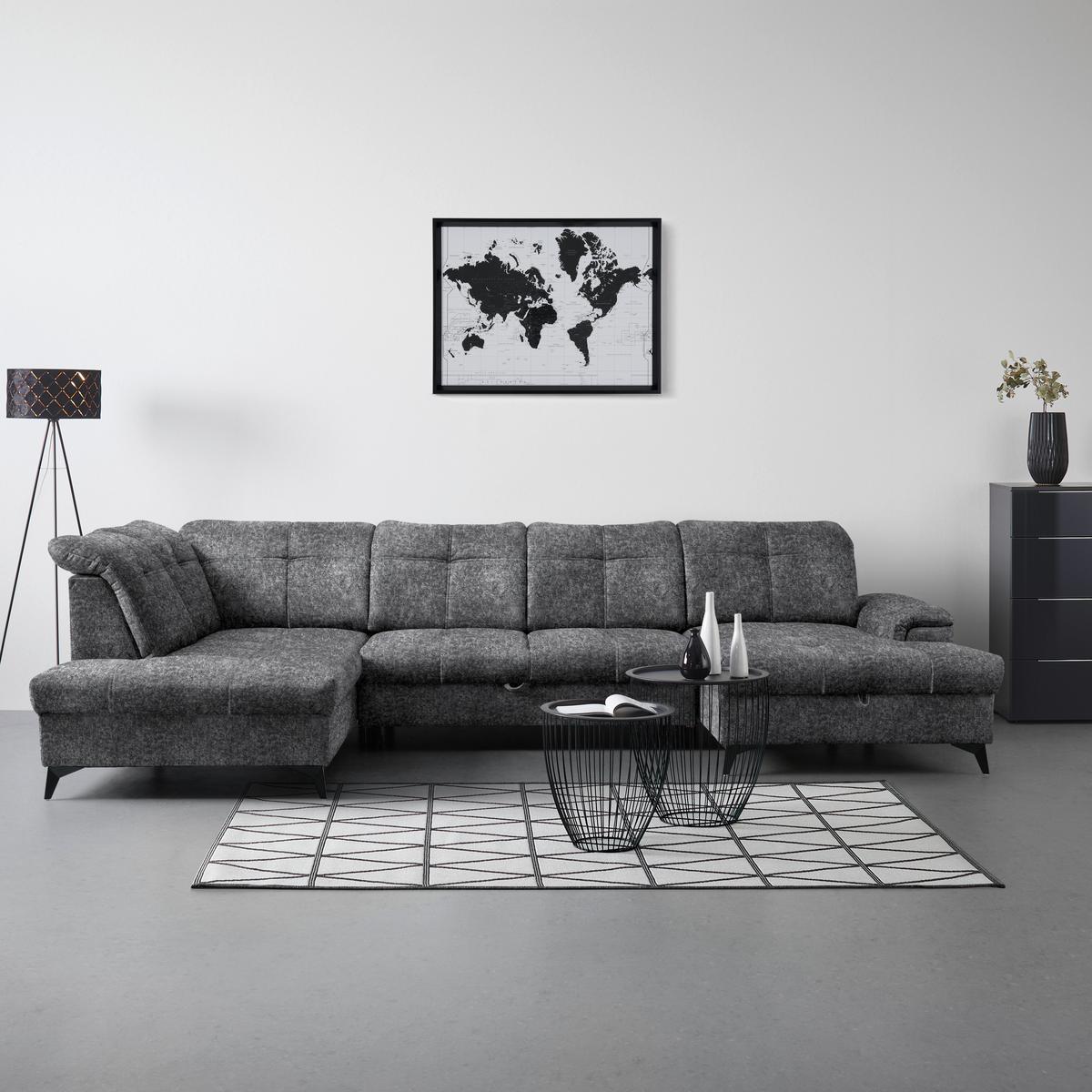 Rohová sedačka U SIERRA, levá, sivá INFINITY - šedá, Moderní, kov/textil (181-230/90-106/364cm) - Mömax