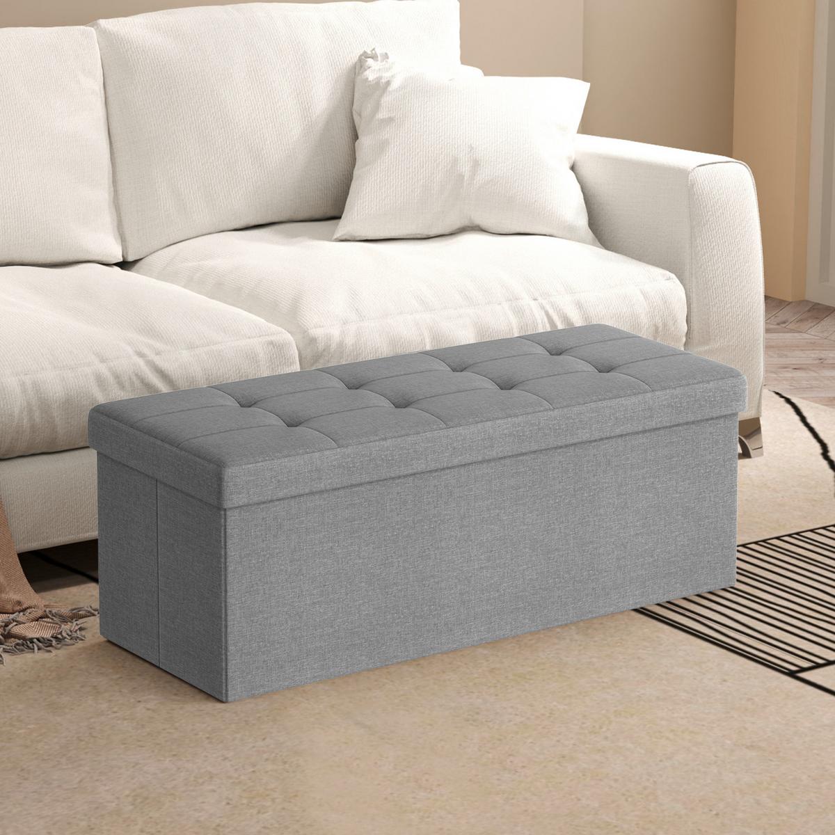 Sitzbox Hellgrau B: 110 cm - Hellgrau, Basics, Holzwerkstoff/Textil (110/38/38cm)