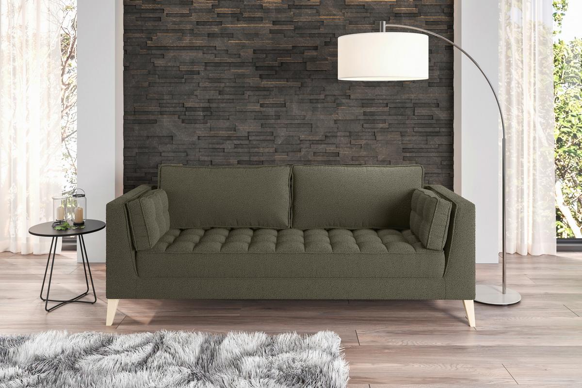 Trojmiestna pohovka DOTI, tmavozelená - prírodná farba/tmavozelená, Design, kompozitné drevo/textil (170/95/85cm) - MID.YOU