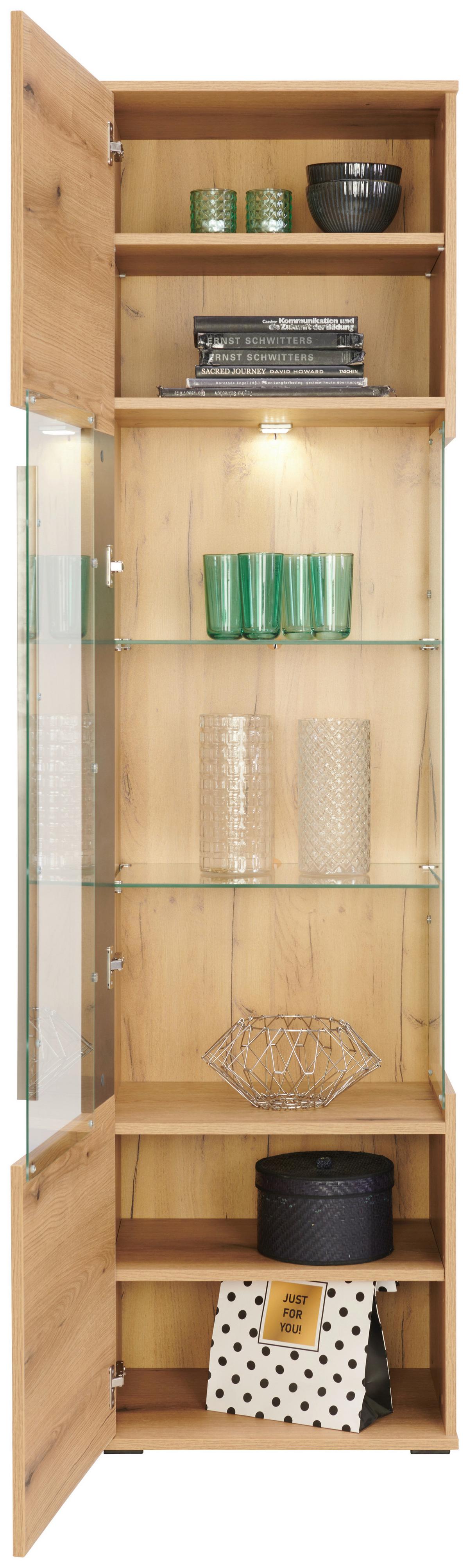 Vitrine Limit B: 52 cm Coast Evoke Eiche Dekor/Matera - MODERN, Glas/Holzwerkstoff (52/201/40cm)