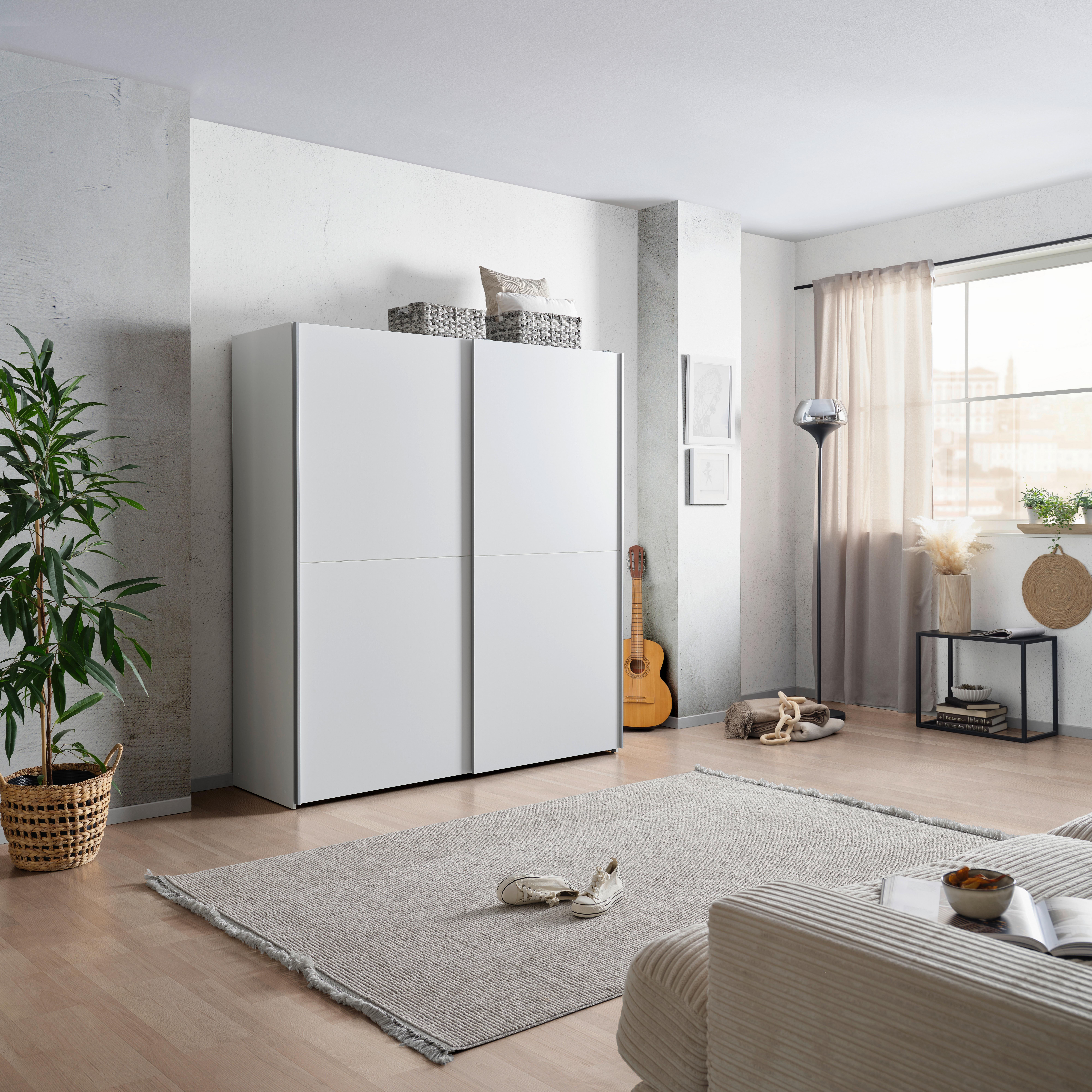 Schwebetürschrank Time Weiß, B: 170 cm - Weiß, Basics, Holzwerkstoff (170/191/59cm)