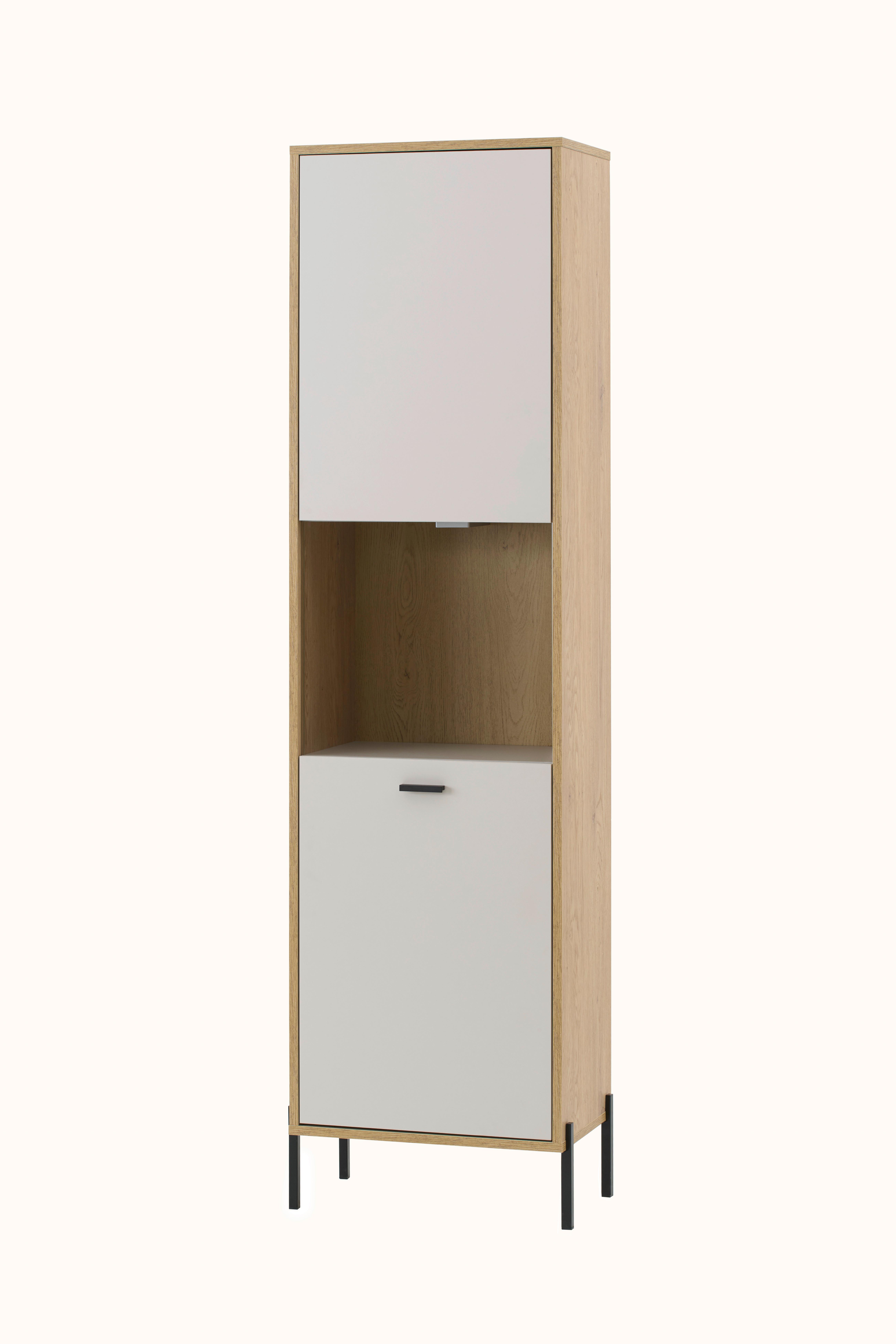 Vitrine Fredericia Eichefarben Kaschmir B: 55 cm - Kaschmir/Eichefarben, Design, Holzwerkstoff (55/206/35cm) - MID.YOU