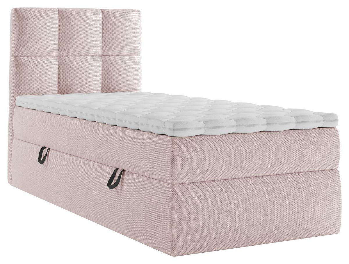 Boxbett Mit Topper & Bettkasten 90x200 Polly - Hellrosa/Schwarz, MODERN, Holz/Holzwerkstoff (90/200cm) - MID.YOU