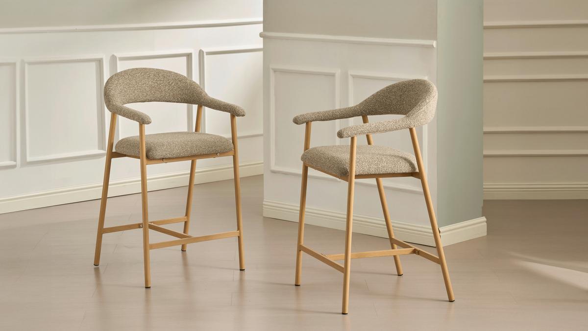 Barhocker Boucle Taupe/Eichefarben B: 54 cm - Taupe/Eichefarben, MODERN, Holz/Textil (54/94,5/54,5cm) - Livetastic
