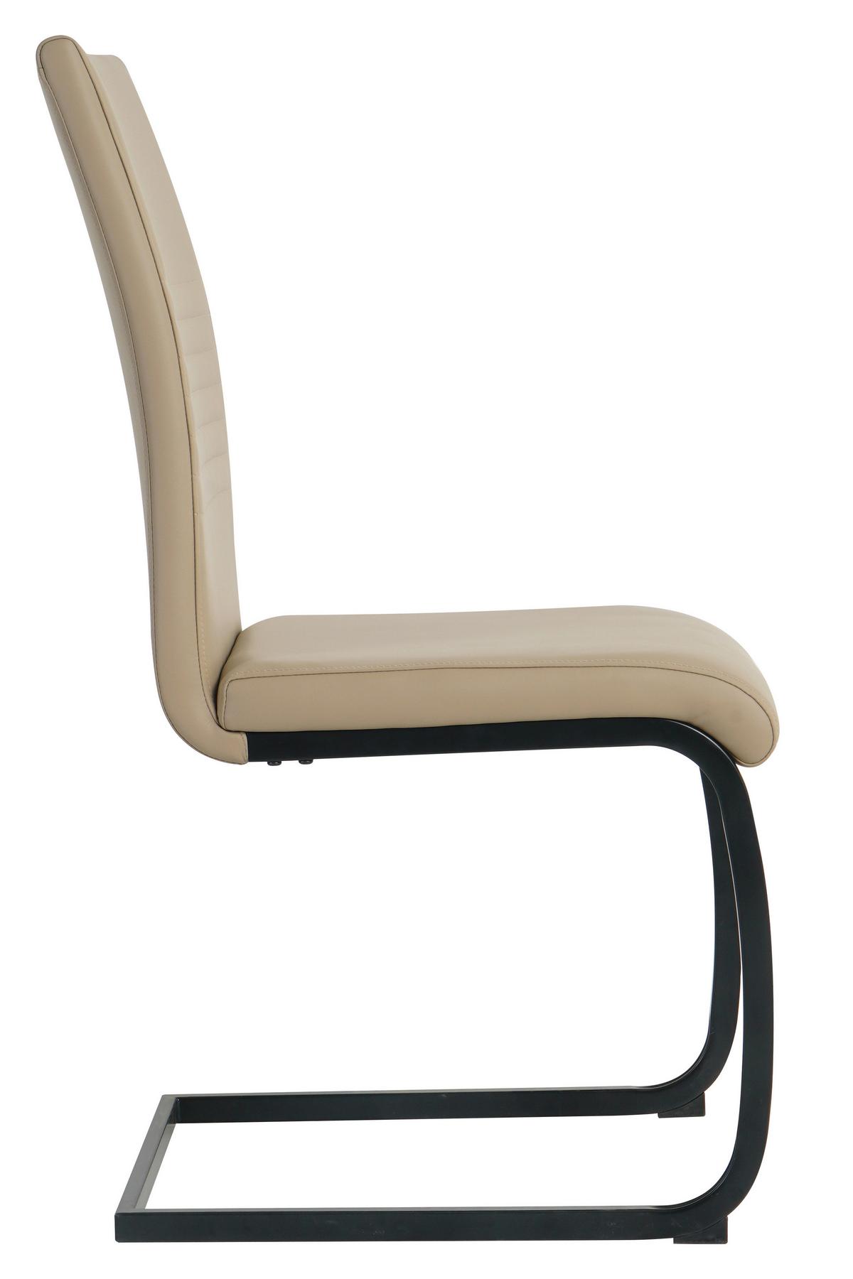 Stuhl-set Lederlook Taupe, B: 42cm - Taupe/Schwarz, Design, Kunststoff/Textil (42/97/59cm) - Livetastic