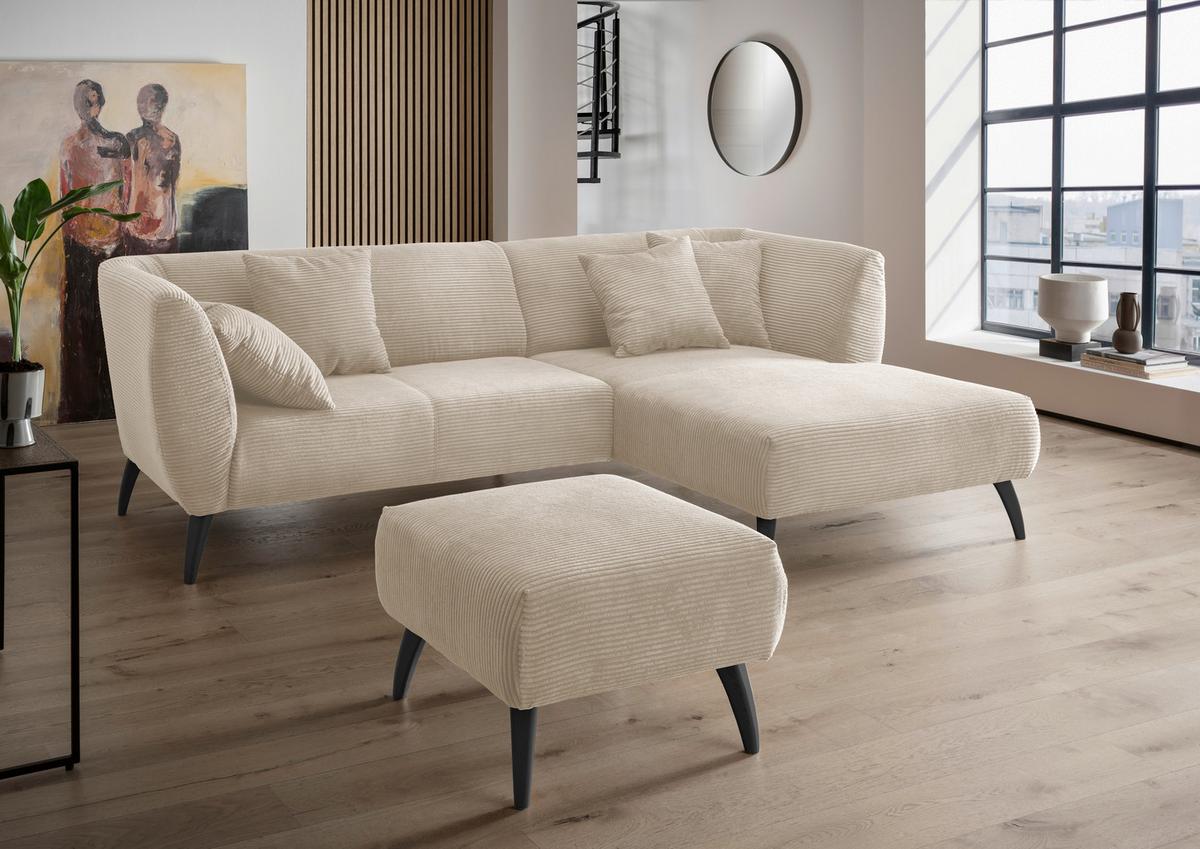 Ecksofa Colori Beige S: 264/160 cm - Beige/Schwarz, MODERN, Holz/Textil (264/160cm) - MID.YOU