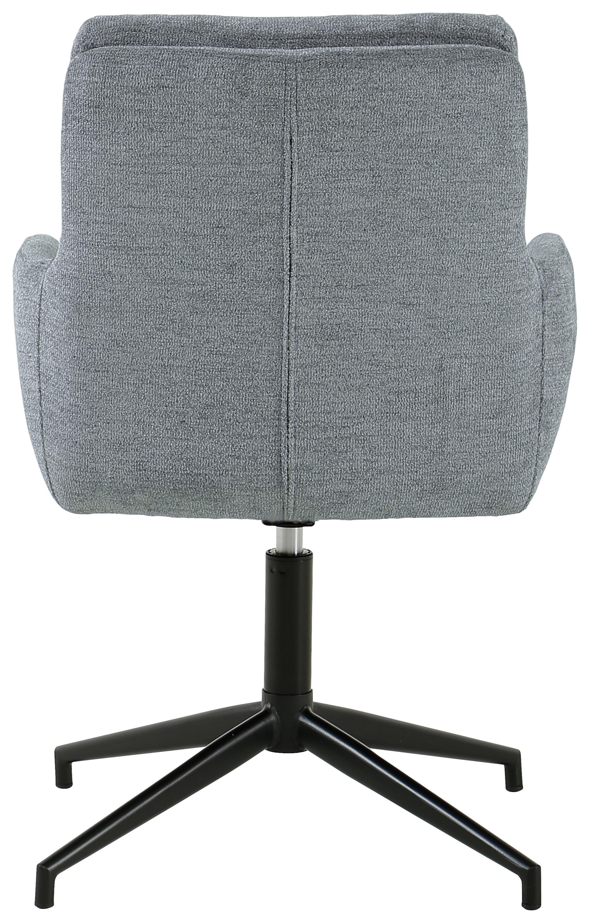 Armlehnstuhl Patrice Grau, Sitzfl. 360° drehbar - Schwarz/Grau, Design, Holz/Textil (57/88/67cm) - MID.YOU