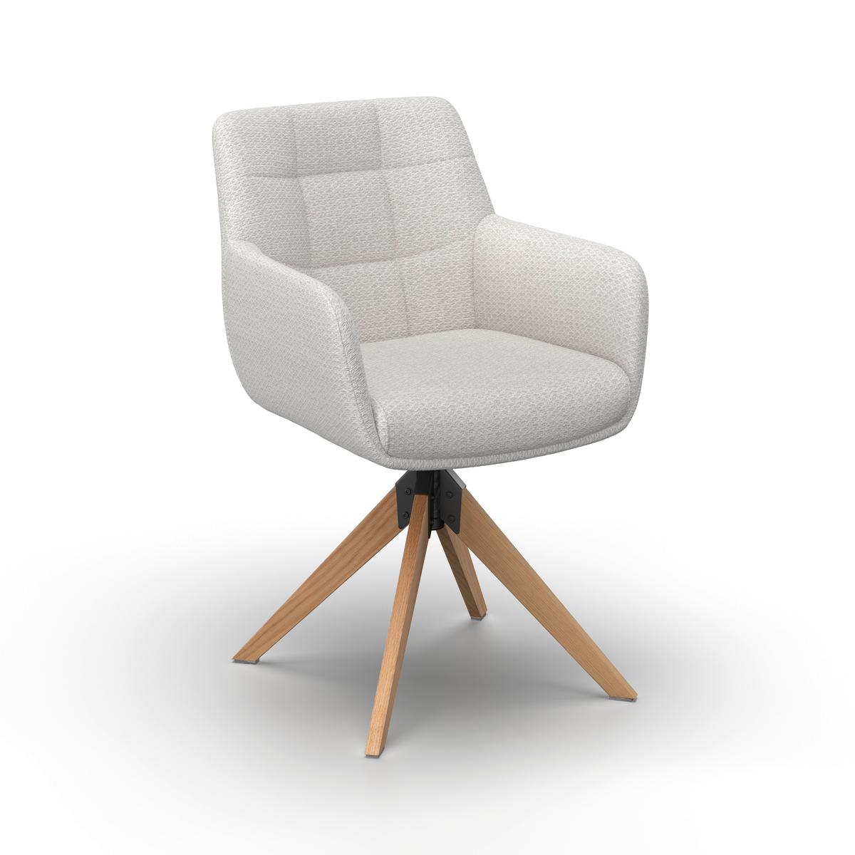 Stolička s podrúčkami MAILO - prírodná farba/svetlosivá, Modern, kov/drevo (56/92/62cm) - Bessagi Home