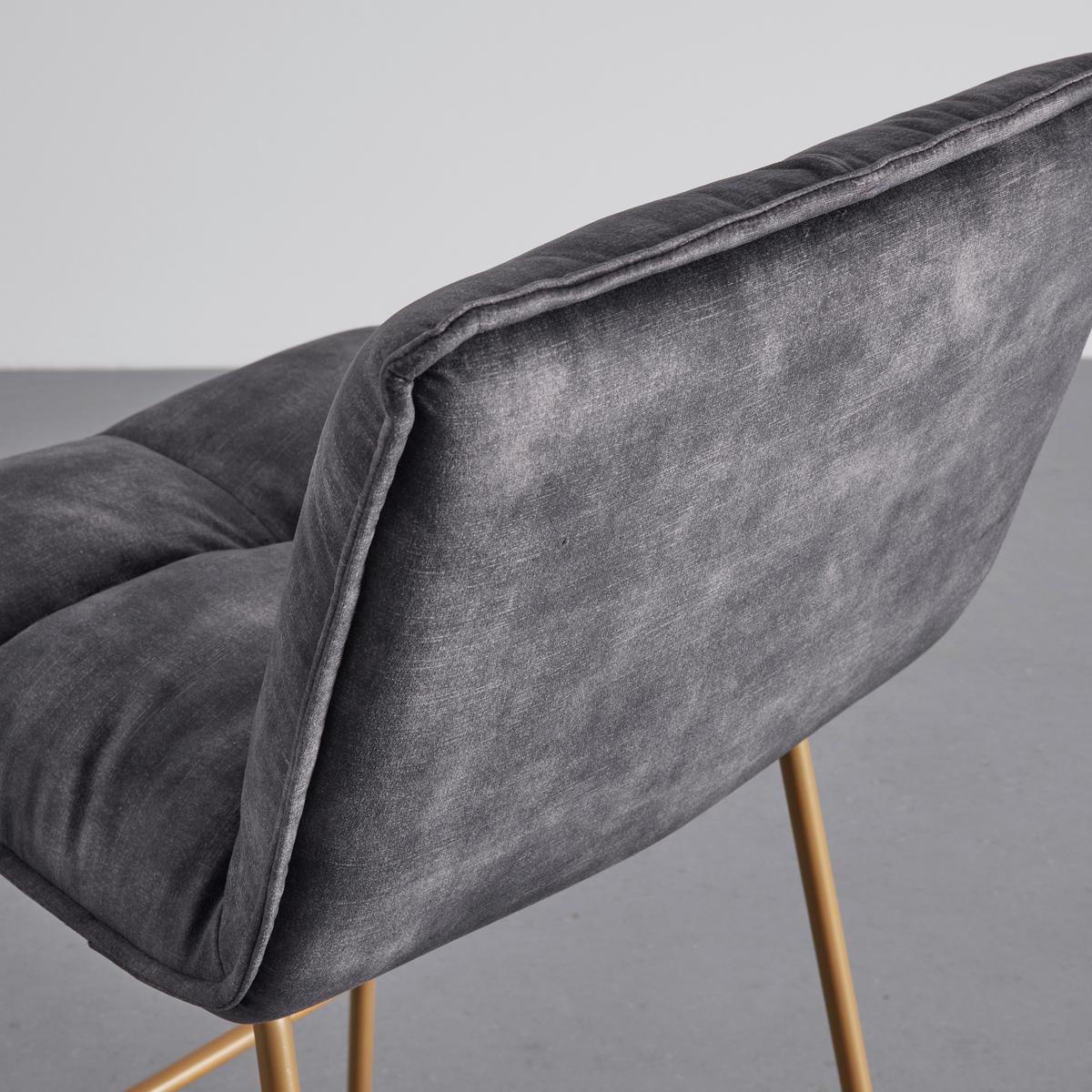 Barová stolička Fonia zo zamatu - tmavosivá - zlatá/tmavosivá, Modern, kov/drevo (46/103,5/57cm) - P & B