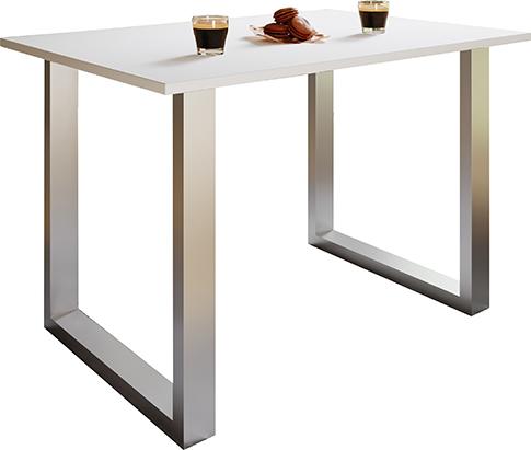 Jedálenský stôl, biela/ strieborná - biela/strieborná, Basics, kompozitné drevo (140/50/76cm) - MID.YOU