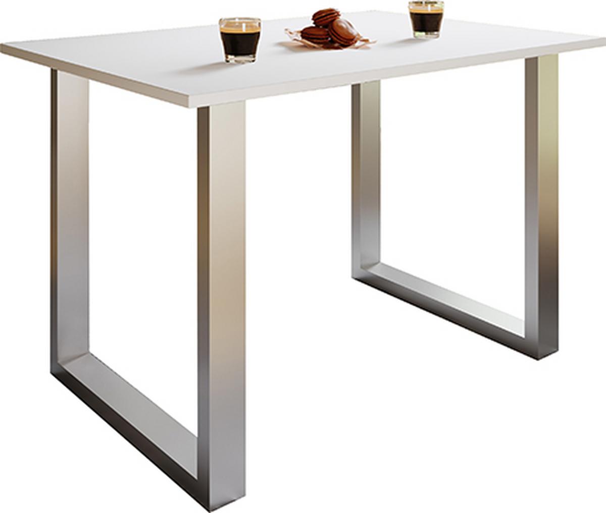Jídelní stůl, bílá/ barvy stříbra - bílá/barvy stříbra, Basics, kompozitní dřevo (140/50/76cm) - MID.YOU