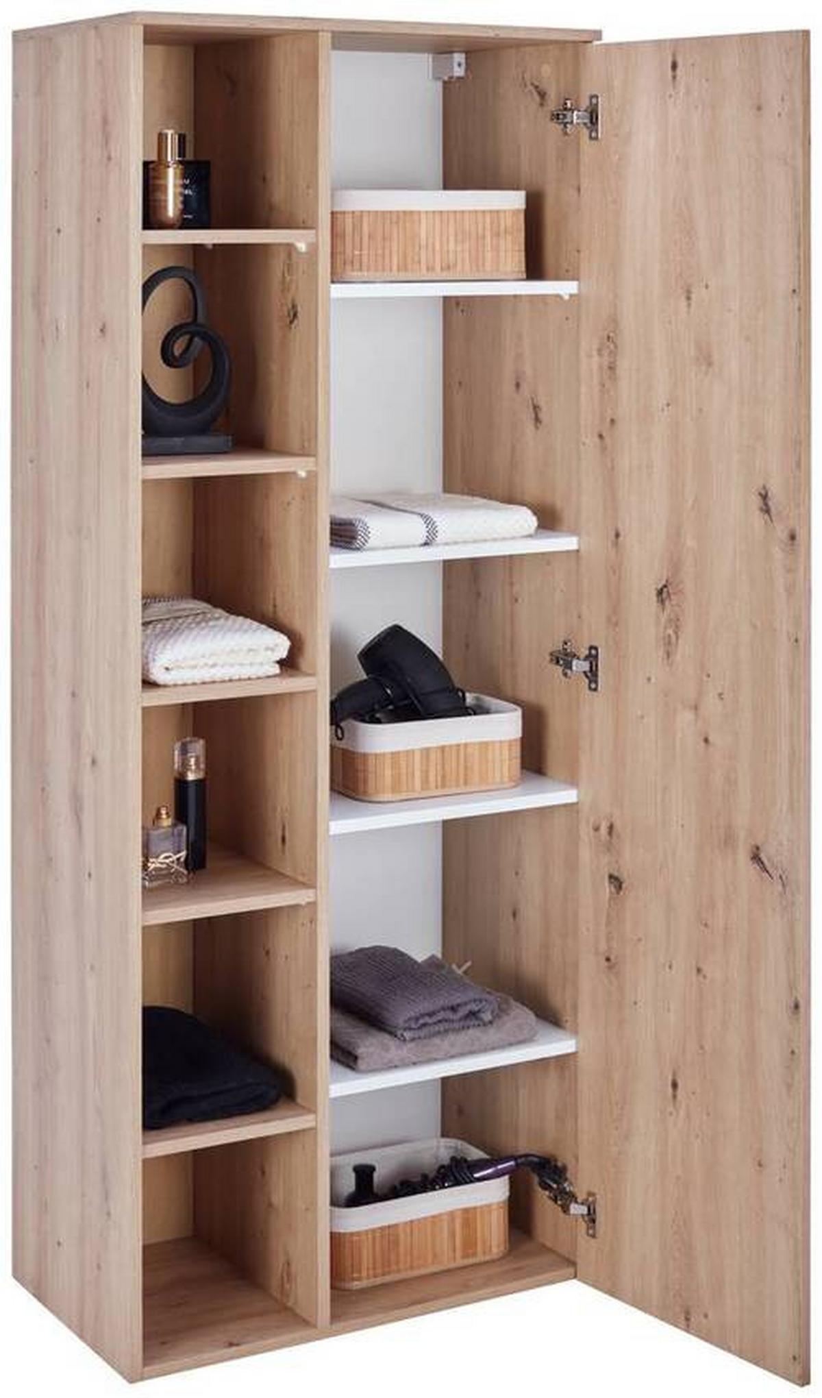 Badezimmer Hochschrank Fresh BxH 65/168,5 cm, Dekor Eiche - Eiche Artisan, KONVENTIONELL, Holzwerkstoff (65/168,5/38,5cm) - Ondega