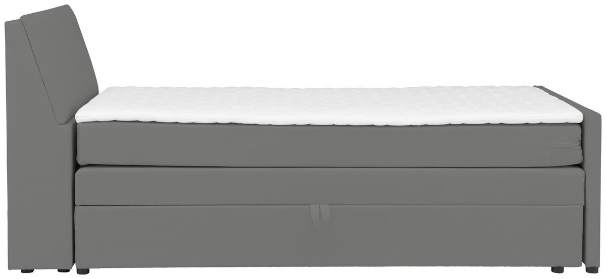 Boxspringbett Mit Bettkasten Nida 120x200 Cm Grau - Schwarz/Grau, MODERN, Holz/Textil (120/200cm) - MID.YOU