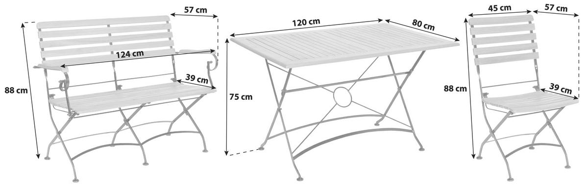 Gartengarnitur 4-tlg. Lindau Akazienholz/metall - Anthrazit/Akaziefarben, Basics, Holz/Metall (120/75/80cm) - Gardenson