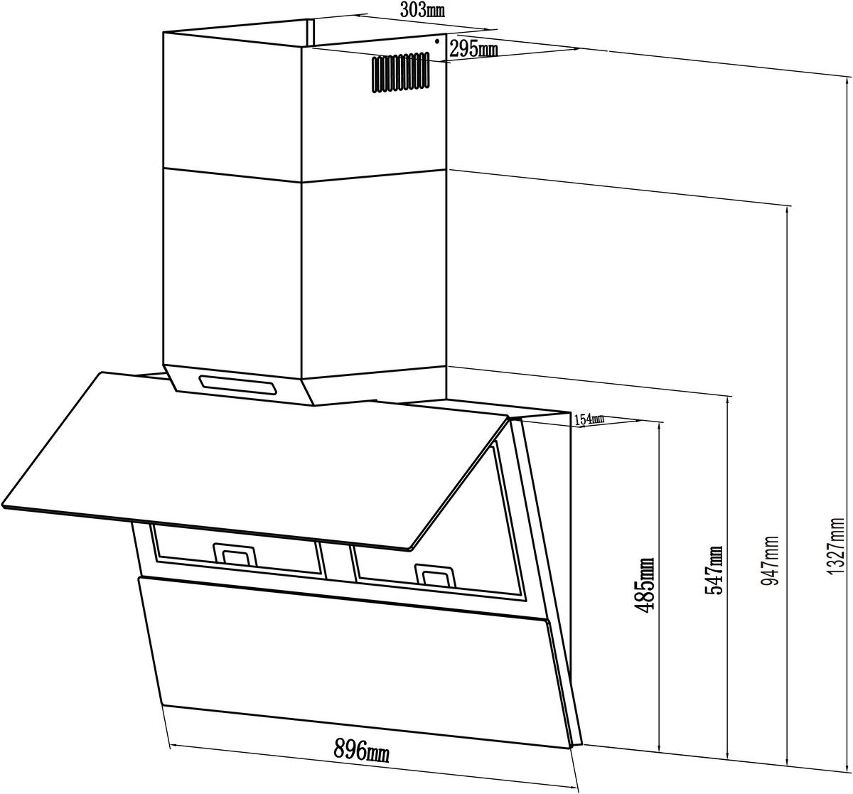 Dunstabzugshaube Ws49-90b - Schwarz, Basics, Glas/Metall - PKM