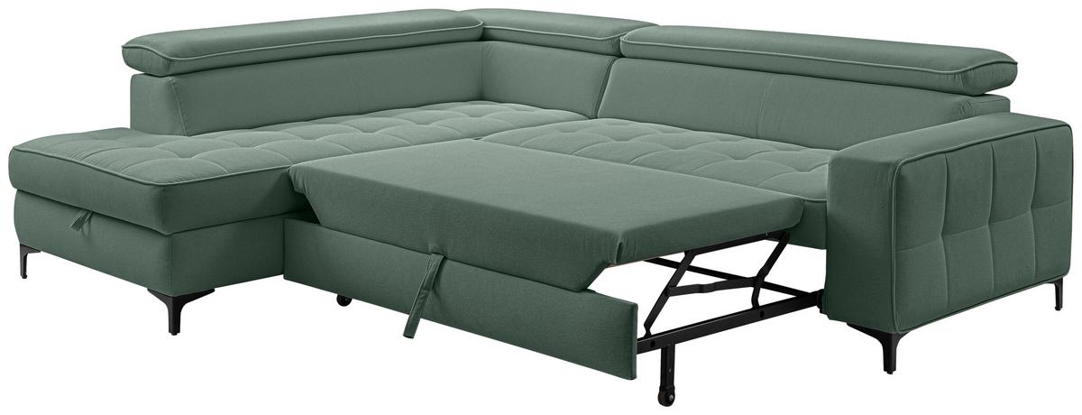 Ecksofa Nala Mintgrün S: 203x251cm - Schwarz/Mintgrün, Design, Textil (203/251cm) - MID.YOU