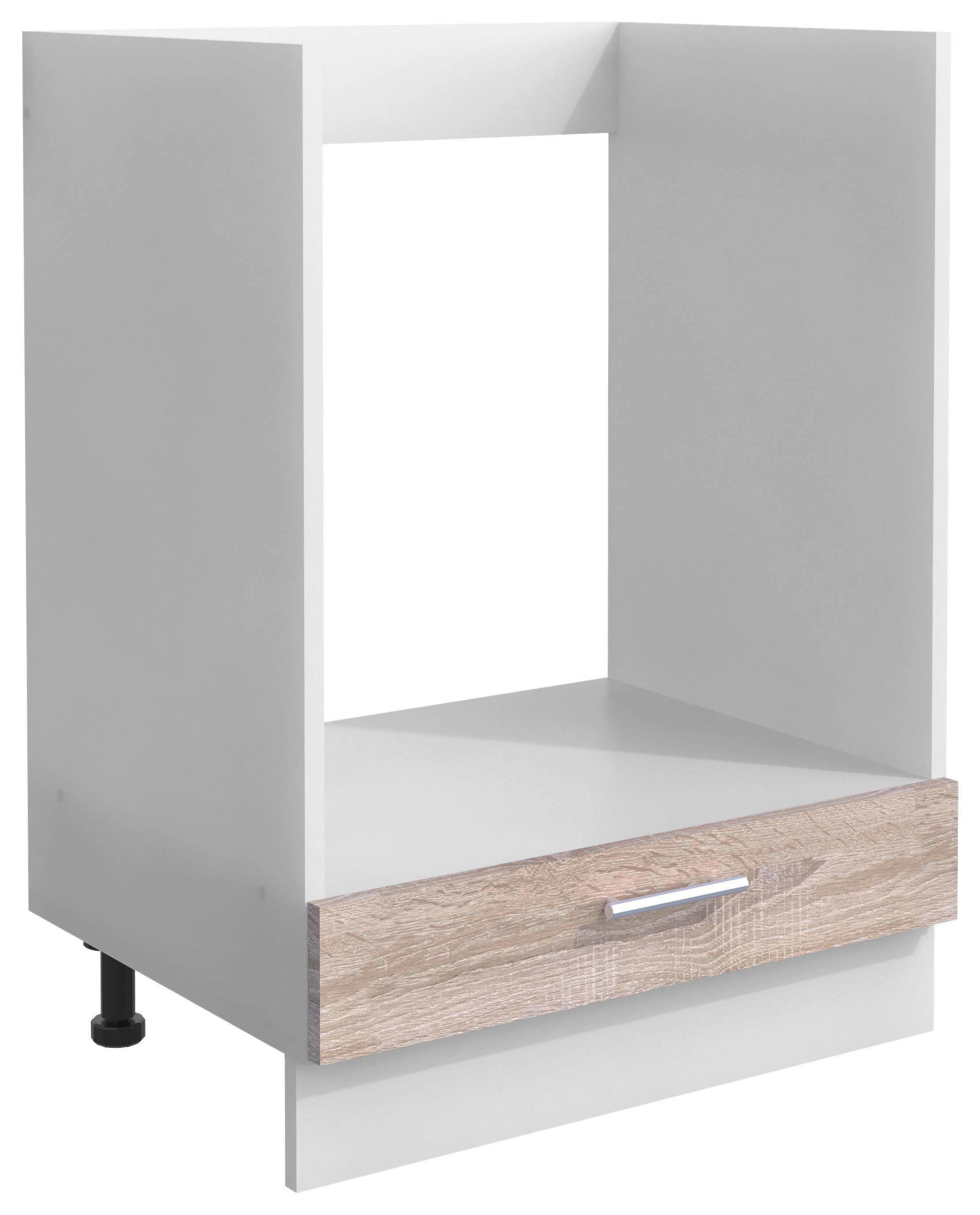 Skrinka na vstavaný sporák ESILO biela/dub Sonoma - biela/dub sonoma, Design, kov/kompozitné drevo (60/82/46cm) - MID.YOU