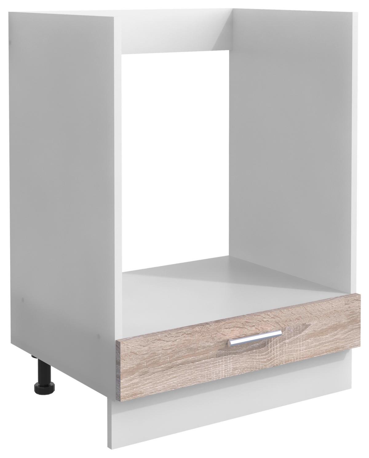 Skrinka na vstavaný sporák ESILO biela/dub Sonoma - biela/dub sonoma, Design, kov/kompozitné drevo (60/82/46cm) - MID.YOU