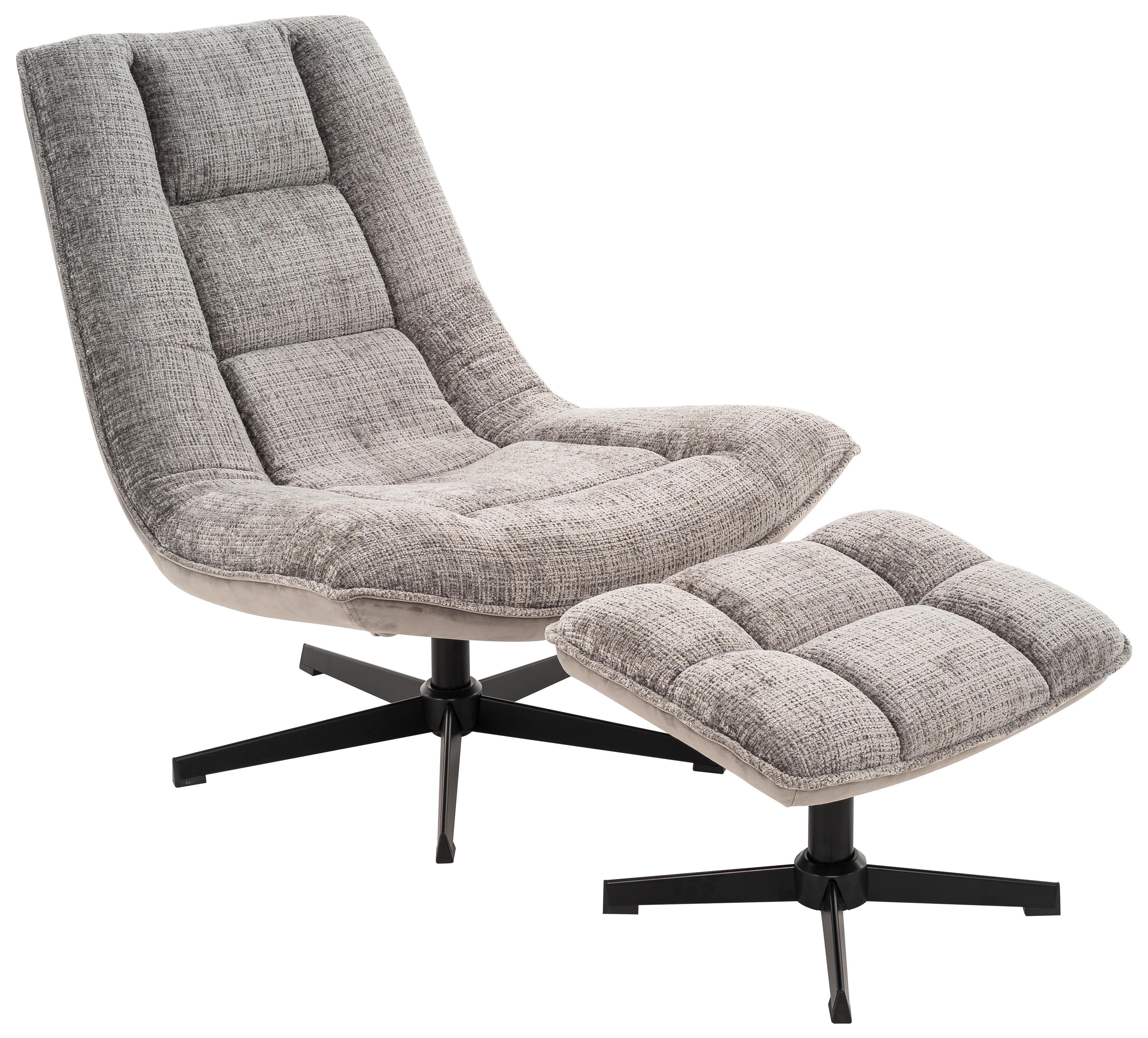 Relaxsessel Sofia Chenille Grau, B: 77 Cm - Schwarz/Grau, MODERN, Textil/Metall (77/88/94cm)