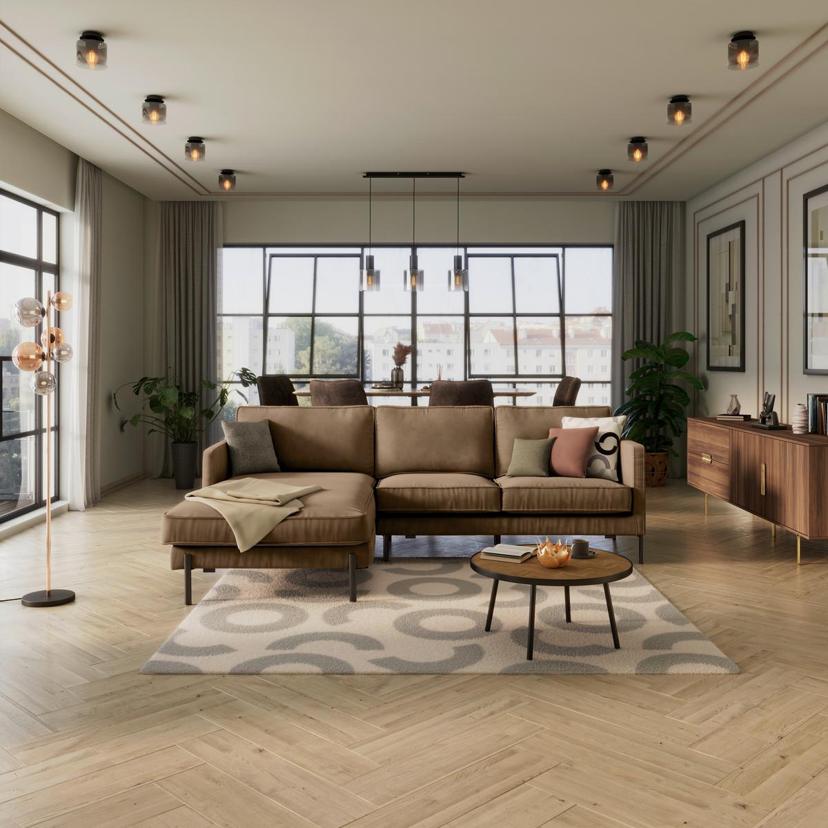 Ecksofa Yukon Braun S: 154x232 Cm - Schwarz/Braun, Trend, Textil (154/232cm) - Livetastic