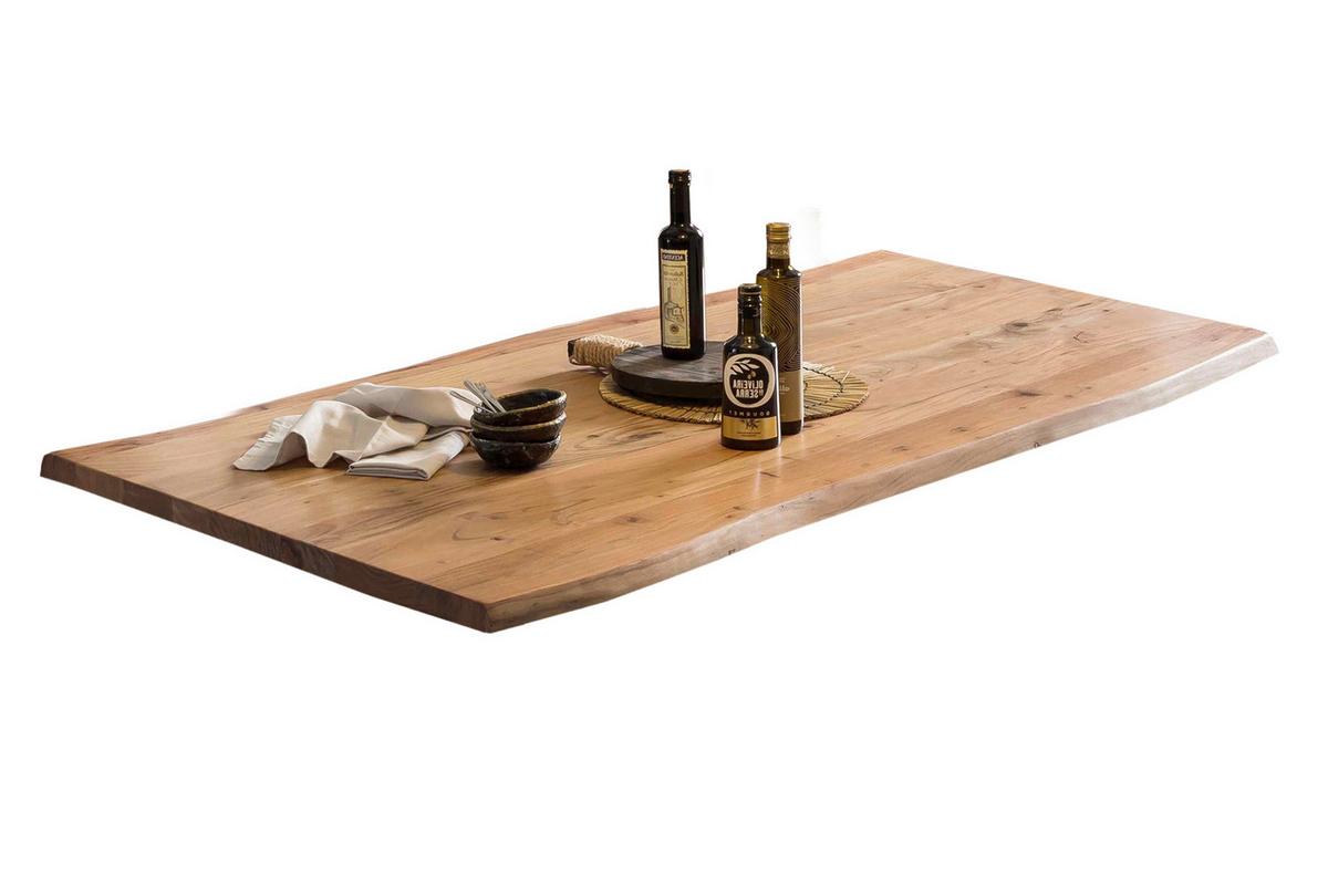 Esstisch Naturfarben /Silberfarben L: 160cm - Silberfarben/Naturfarben, MODERN, Holz/Metall (160/85/78cm) - MID.YOU