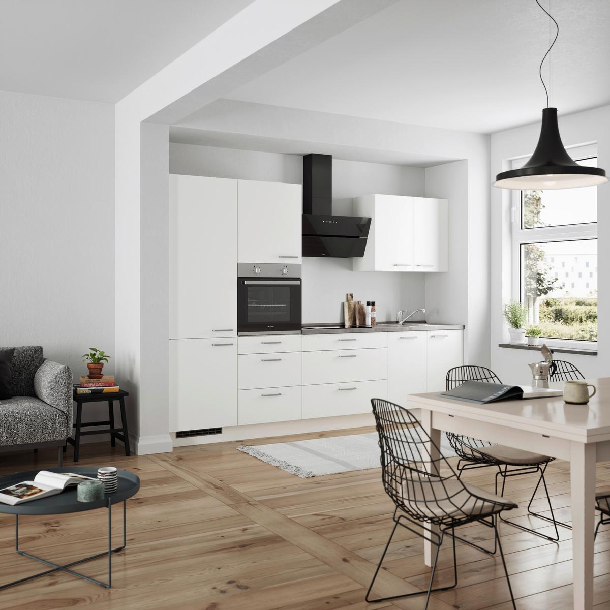 KÜCHENLEERBLOCK TOUCH HIGH - LINE, H4 LINKS - Weiß/Grau, MODERN, Holzwerkstoff (300cm) - Nobilia