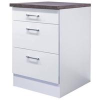Schubkastenunterschrank Lucca Weiß B: 60 cm - Graubraun/Weiß, KONVENTIONELL, Holzwerkstoff (60/84,9/60cm) - FlexWell