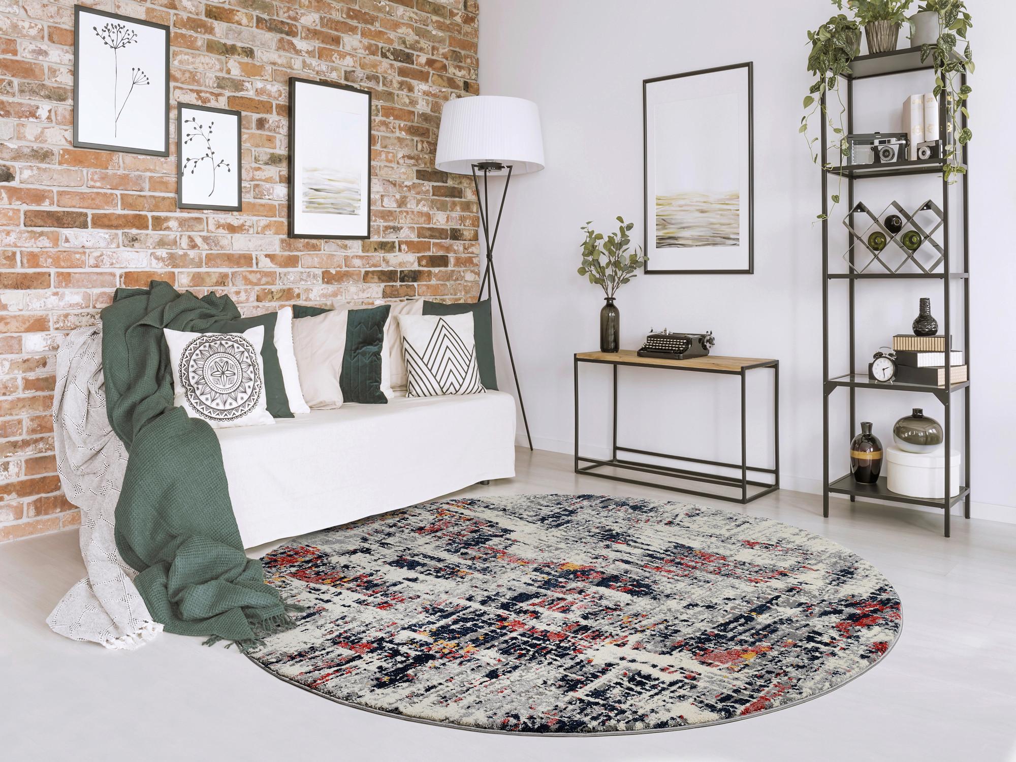 Webteppich Bunt Timeline Autumn Rund Ø 120 cm - Multicolor, Design, Textil (120cm) - Novel