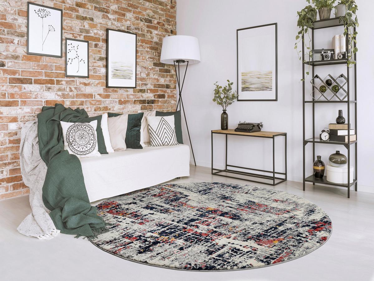 Webteppich Multicolor Timeline Firework Rund ⌀ 160 cm - Multicolor, Design, Textil (160cm) - Novel