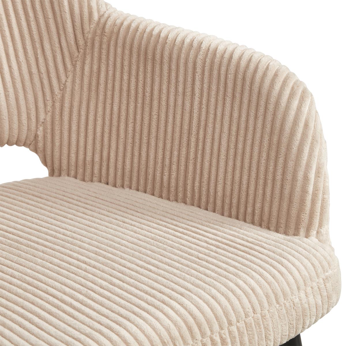 Armlehnstuhl Pina Cord Beige, B: 57 Cm - Taupe/Schwarz, KONVENTIONELL, Holz/Textil (57/83.5/63cm) - MID.YOU