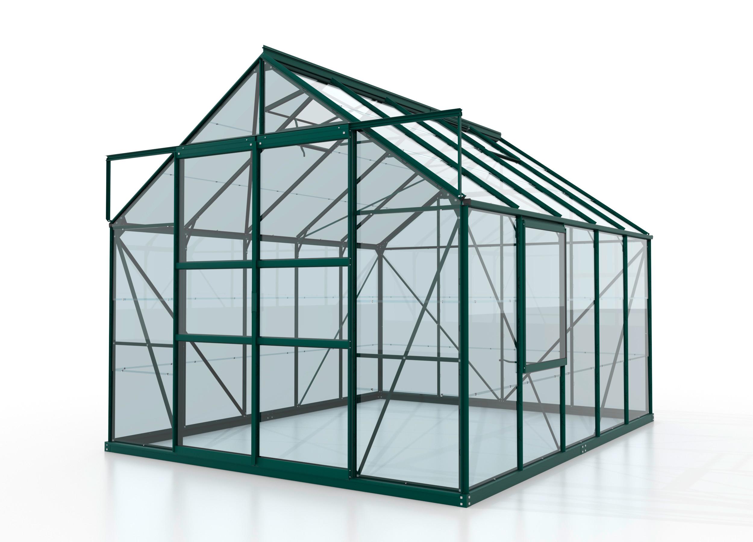 Klassisches Gewächshaus mit Giebeldach und Doppelschiebetür