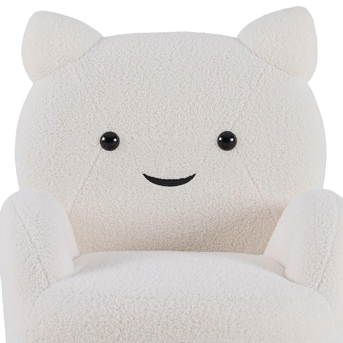 Křeslo KITTI, bílá tkanina TEDDY - bílá, Romantický / Rustikální, dřevo/textil (59/40/72cm) - Prenneis