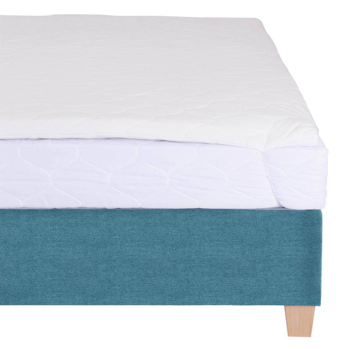Polsterbett Mit Bettkasten 180x200 Bellagio Blau - Blau/Buchefarben, KONVENTIONELL, Holz/Textil (180/200cm)