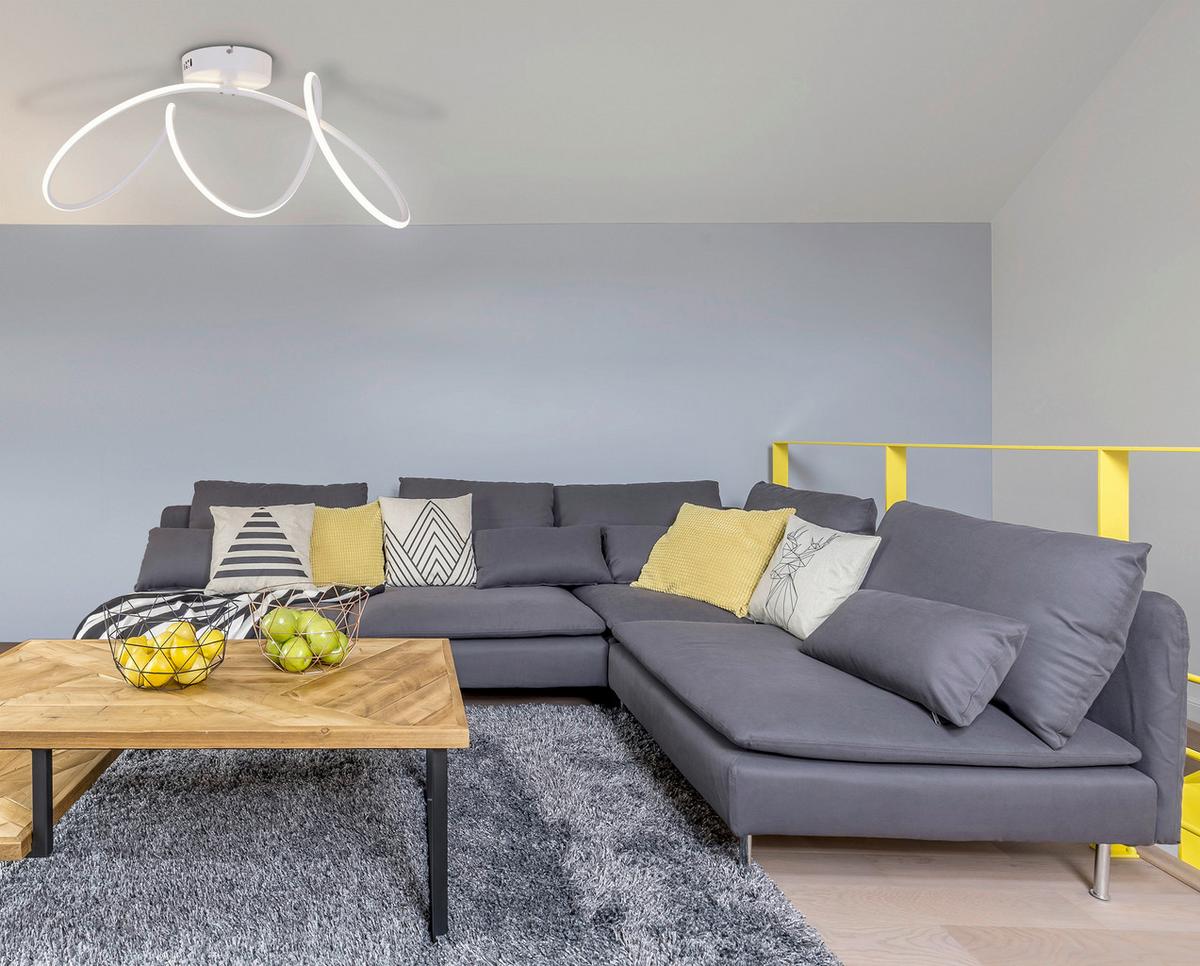 LED-Deckenleuchte Odrive L: 67 cm Geschwungen Modern - Weiß, Design, Kunststoff/Metall (28/67cm) - Näve