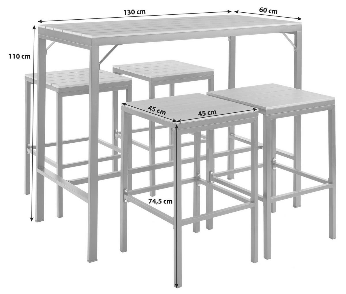 Kerti Bárpultszett Oslo - barna/sötétszürke, Modern, műanyag/fém (130/110.5/60cm)