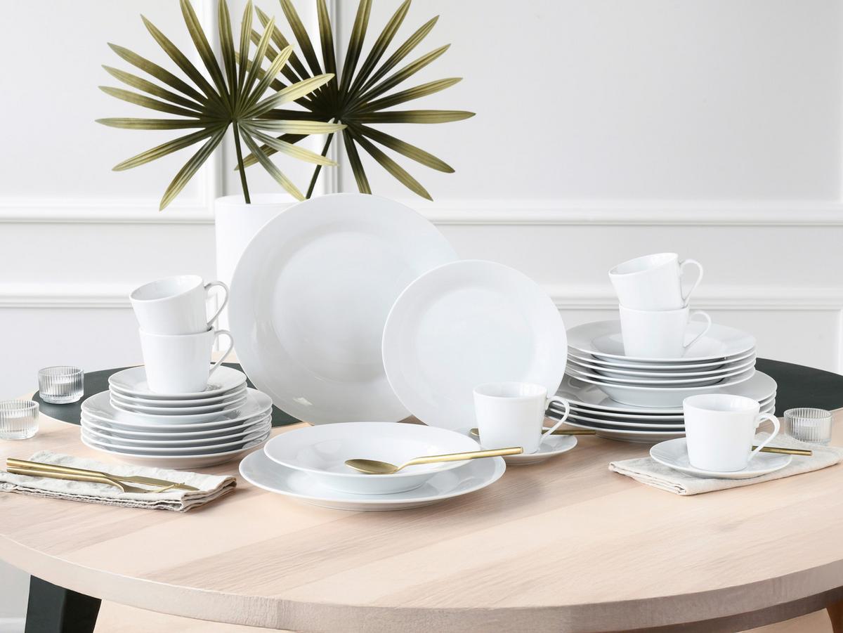 Kombiservice Porzellan, Weiß, 30-Teilig - Weiß, Basics, Keramik - Creatable