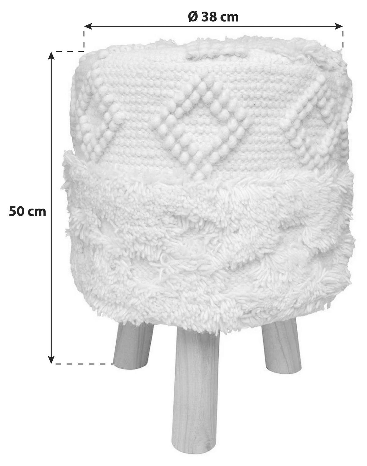 Hocker Bohist Makramee/ Echtholz Naturfarben H: 50 Cm - Naturfarben/Akaziefarben, Trend, Textil (38/50/38cm) - Kayoom